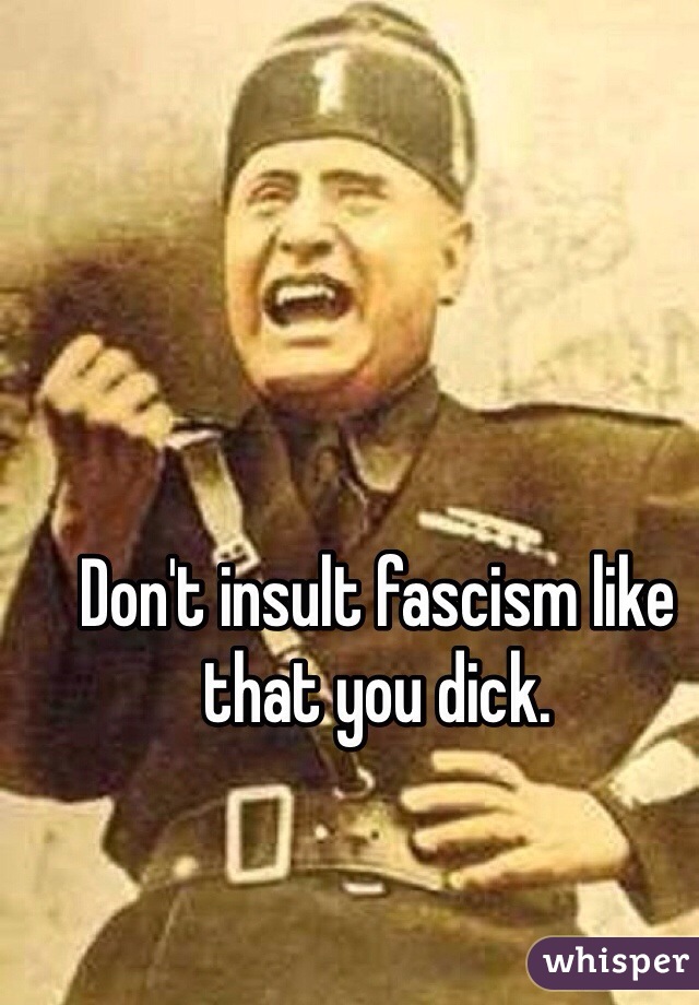 Don't insult fascism like that you dick. 