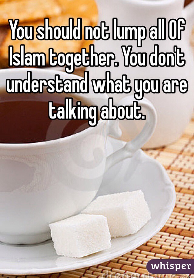 You should not lump all Of Islam together. You don't understand what you are talking about. 