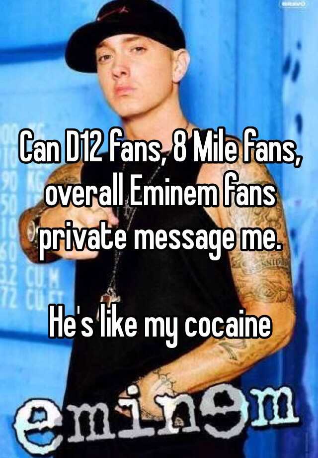 Can D12 Fans, 8 Mile Fans, Overall Eminem Fans Private Message Me. He's 