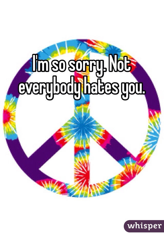 I'm so sorry. Not everybody hates you. 