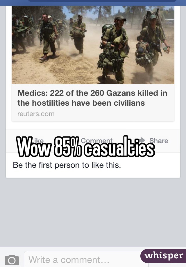 Wow 85% casualties