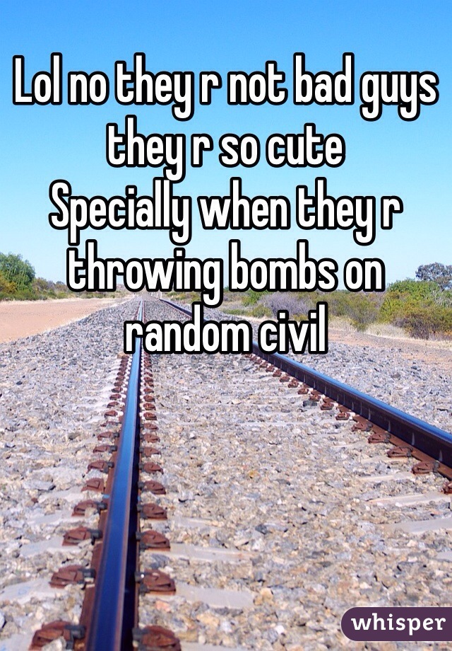 Lol no they r not bad guys they r so cute 
Specially when they r throwing bombs on random civil 