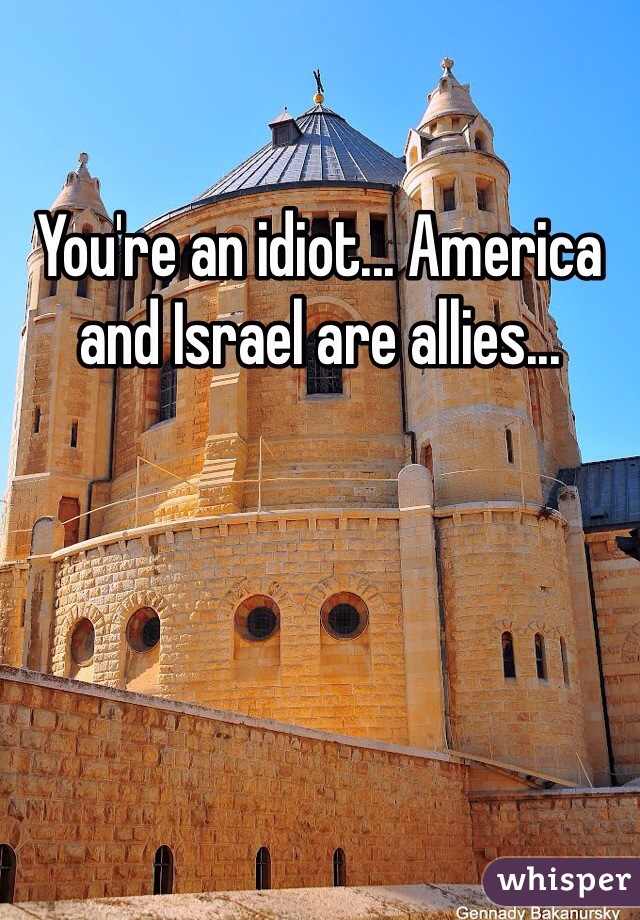 You're an idiot... America and Israel are allies... 