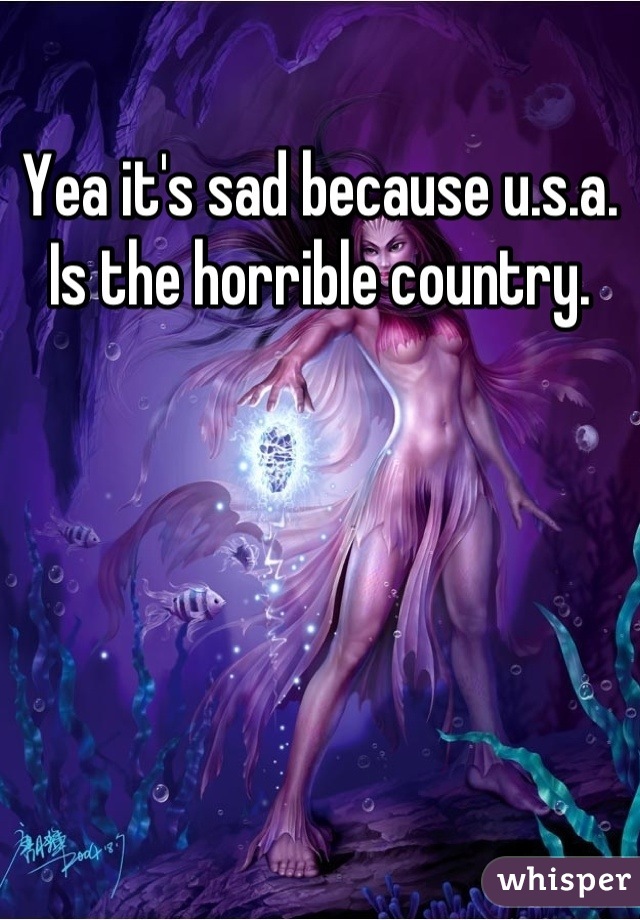 Yea it's sad because u.s.a. Is the horrible country.