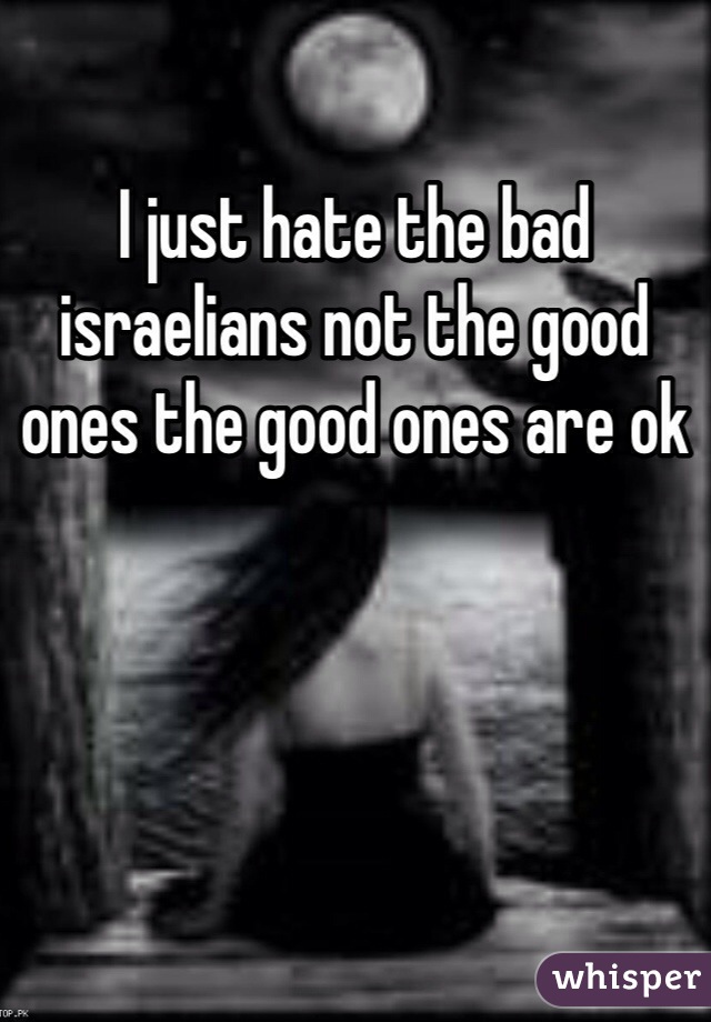 I just hate the bad israelians not the good ones the good ones are ok