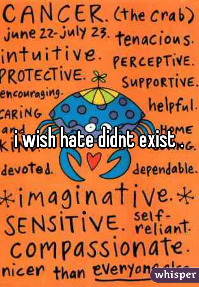 i wish hate didnt exist .