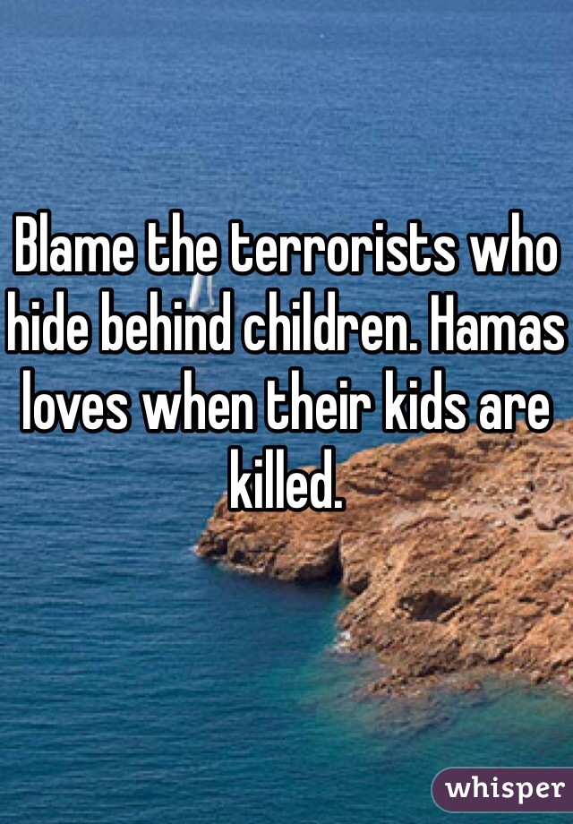 Blame the terrorists who hide behind children. Hamas loves when their kids are killed. 