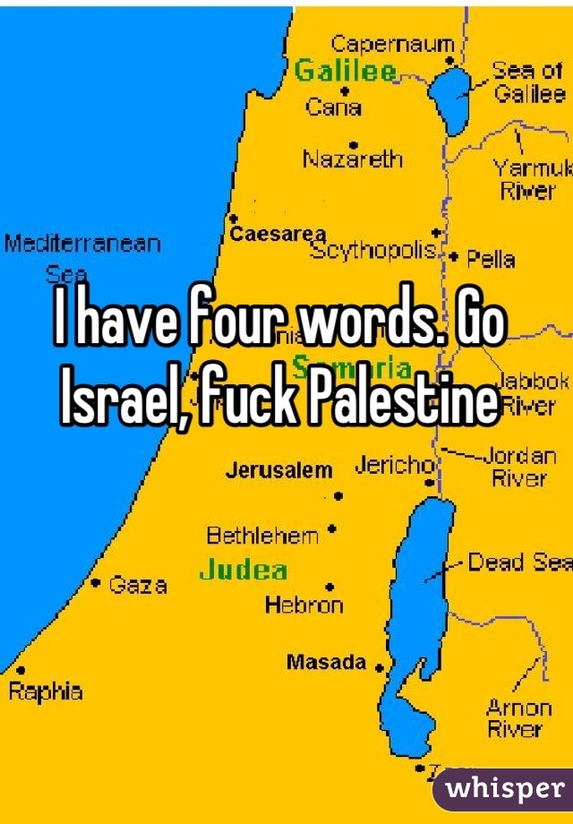 I have four words. Go Israel, fuck Palestine