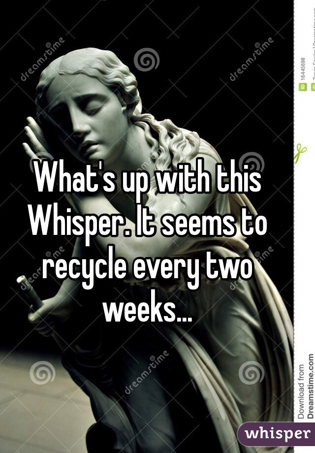 What's up with this Whisper. It seems to recycle every two weeks...