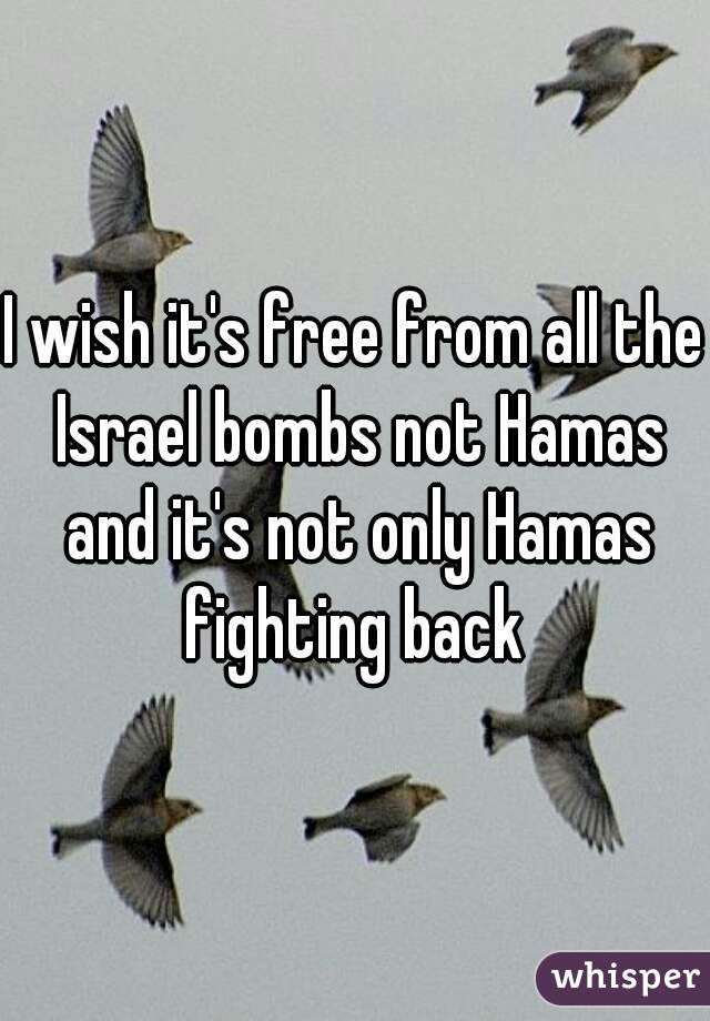 I wish it's free from all the Israel bombs not Hamas and it's not only Hamas fighting back 