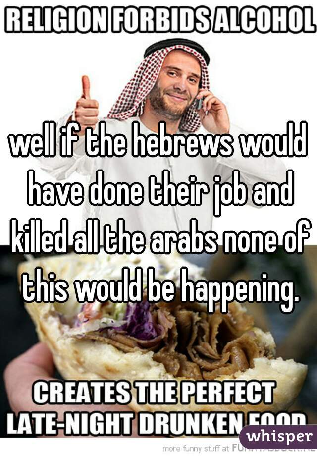 well if the hebrews would have done their job and killed all the arabs none of this would be happening.