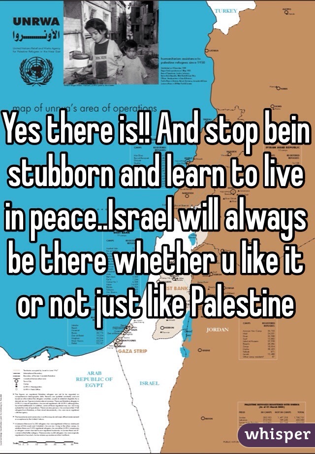 Yes there is!! And stop bein stubborn and learn to live in peace..Israel will always be there whether u like it or not just like Palestine