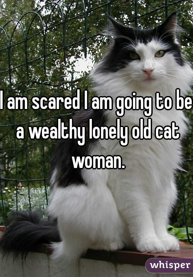 I am scared I am going to be a wealthy lonely old cat woman.