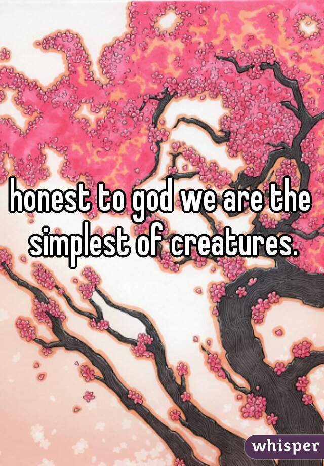 honest to god we are the simplest of creatures.