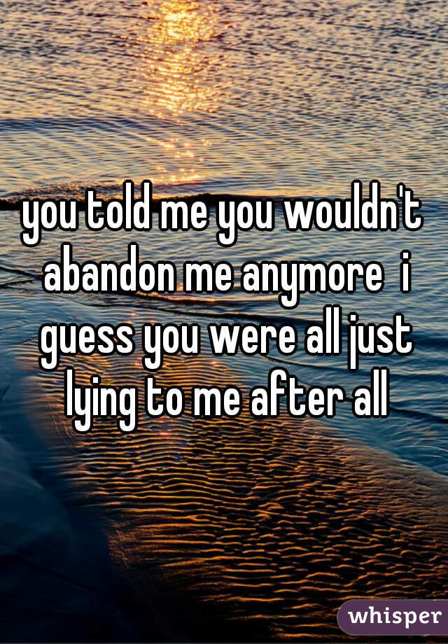 you told me you wouldn't abandon me anymore  i guess you were all just lying to me after all