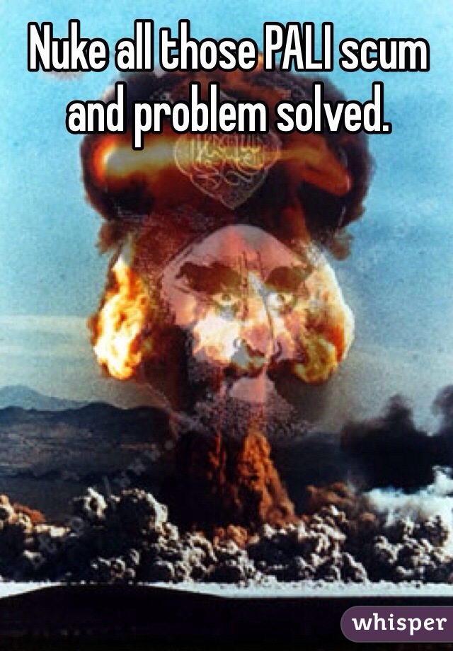 Nuke all those PALI scum and problem solved.