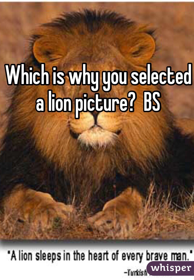 Which is why you selected a lion picture?  BS