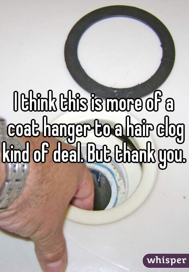 I think this is more of a coat hanger to a hair clog kind of deal. But thank you. 