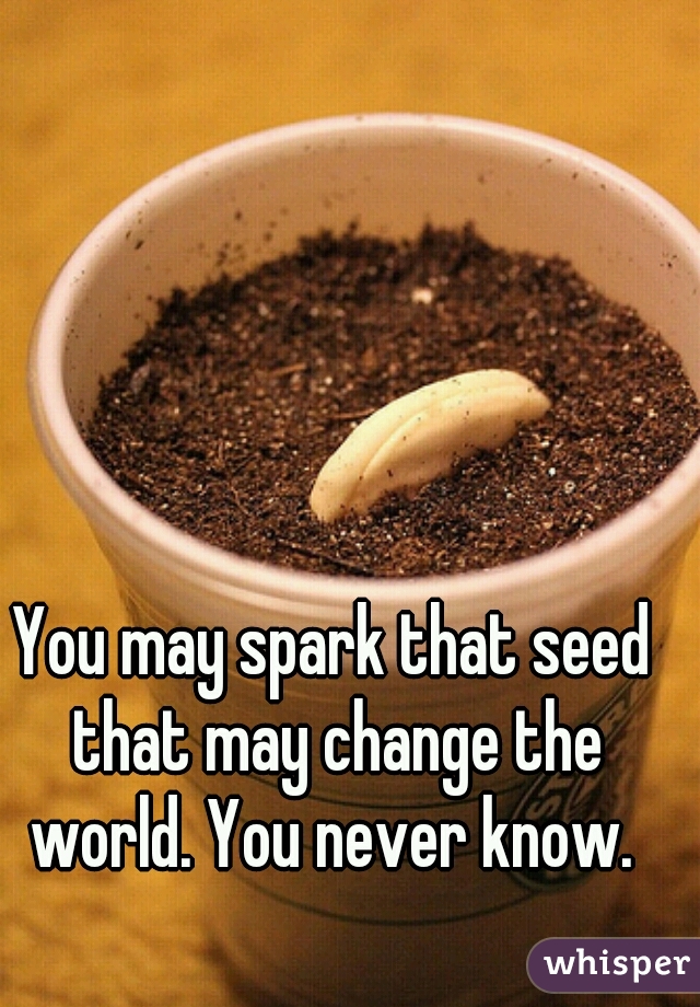 You may spark that seed that may change the world. You never know. 