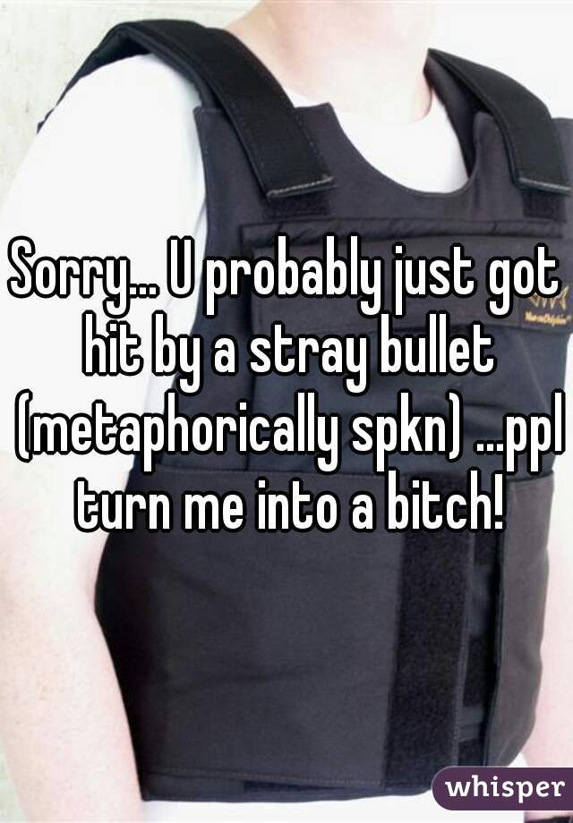Sorry... U probably just got hit by a stray bullet (metaphorically spkn) ...ppl turn me into a bitch!