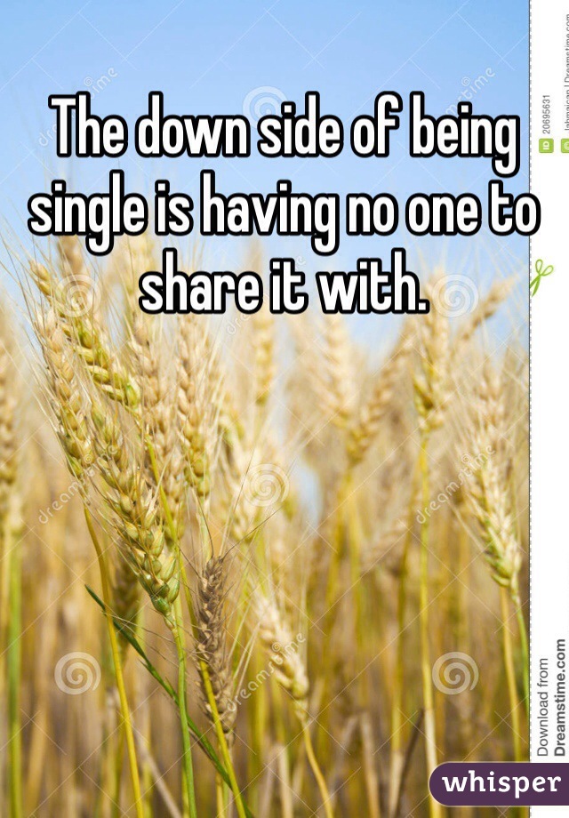 The down side of being single is having no one to share it with.