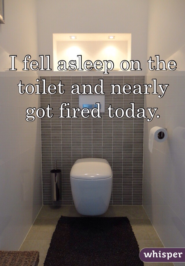 I fell asleep on the toilet and nearly got fired today. 