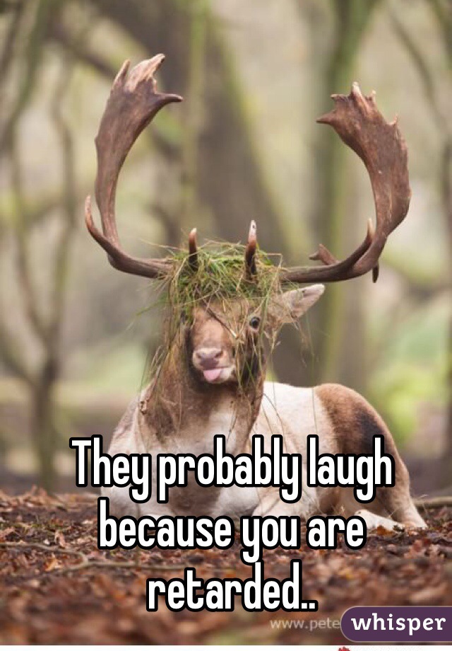 They probably laugh because you are retarded..