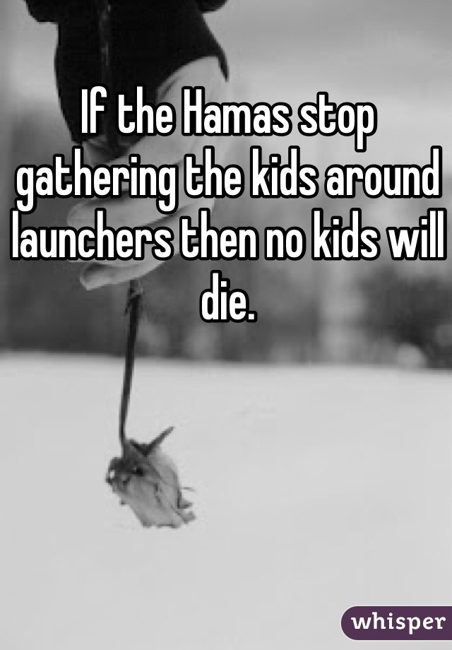 If the Hamas stop gathering the kids around launchers then no kids will die. 