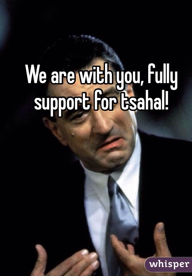 We are with you, fully support for tsahal!