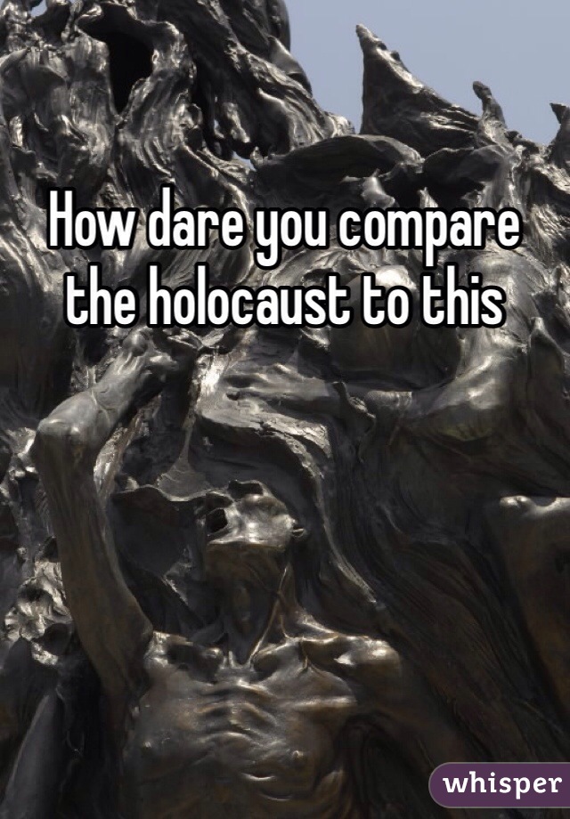 How dare you compare the holocaust to this