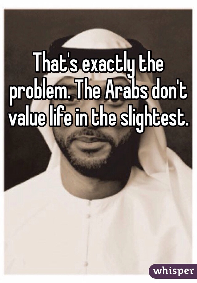 That's exactly the problem. The Arabs don't value life in the slightest. 