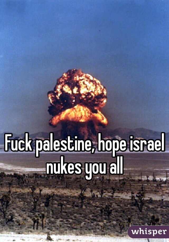 Fuck palestine, hope israel nukes you all