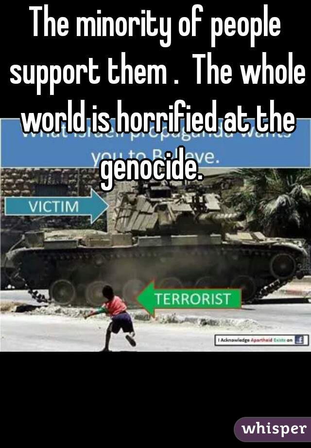 The minority of people support them .  The whole world is horrified at the genocide.  