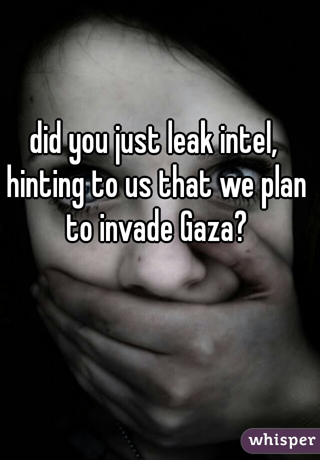 did you just leak intel, hinting to us that we plan to invade Gaza?