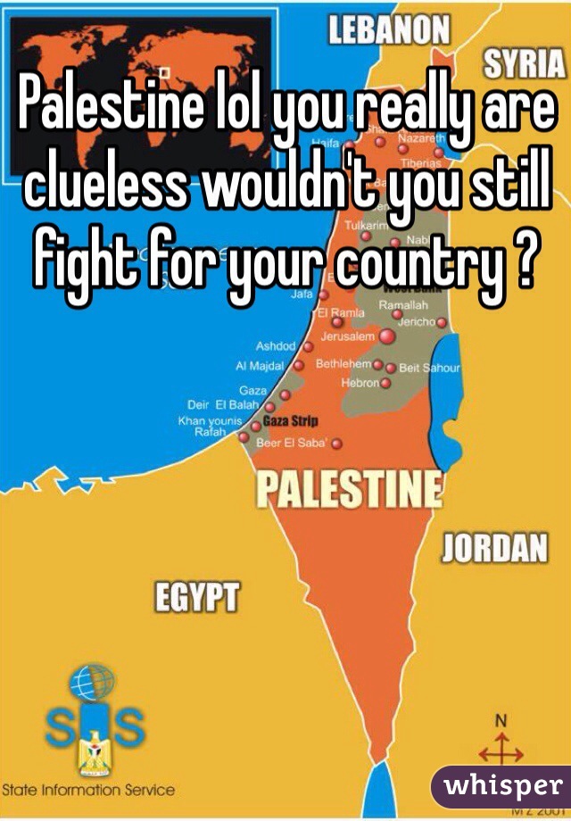 Palestine lol you really are clueless wouldn't you still fight for your country ? 