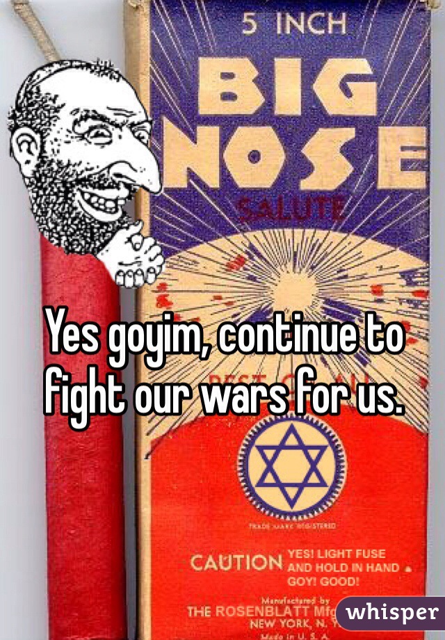 Yes goyim, continue to fight our wars for us.