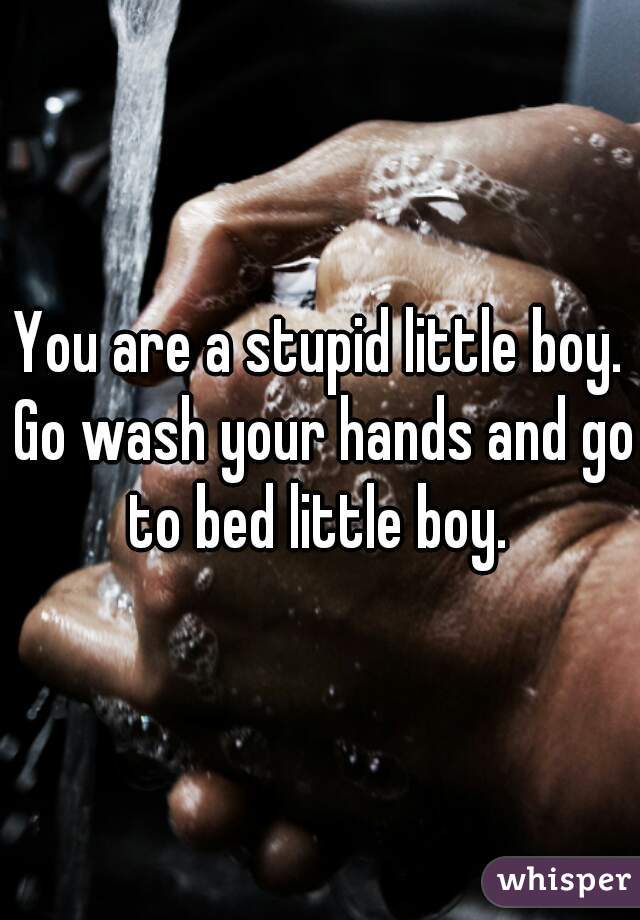 You are a stupid little boy. Go wash your hands and go to bed little boy. 