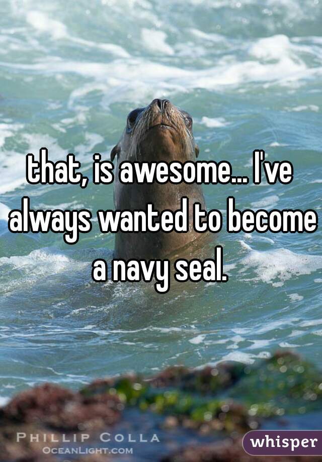 that, is awesome... I've always wanted to become a navy seal. 