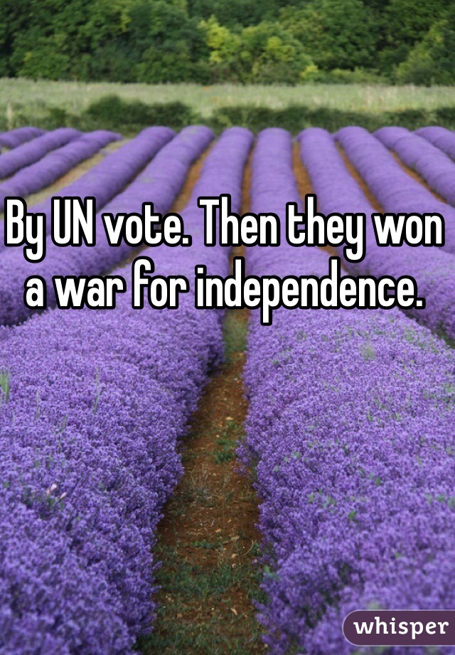 By UN vote. Then they won a war for independence. 