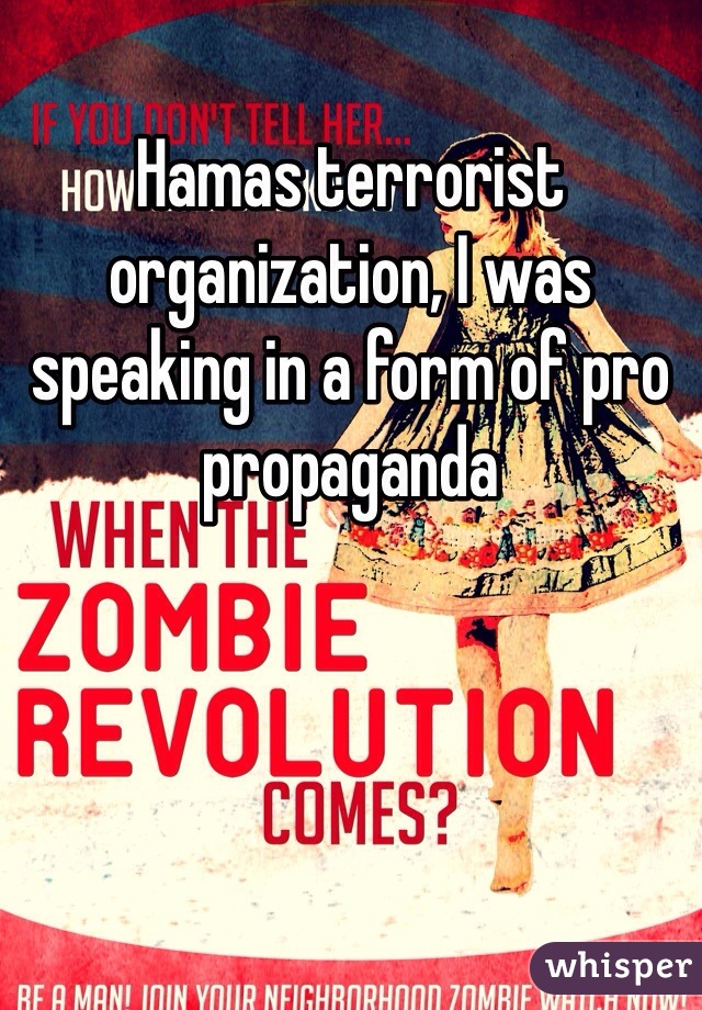 Hamas terrorist organization, I was speaking in a form of pro propaganda 