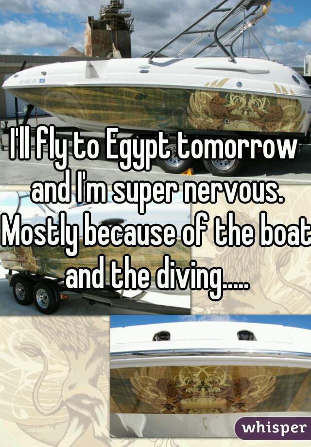 I'll fly to Egypt tomorrow and I'm super nervous. Mostly because of the boat and the diving.....