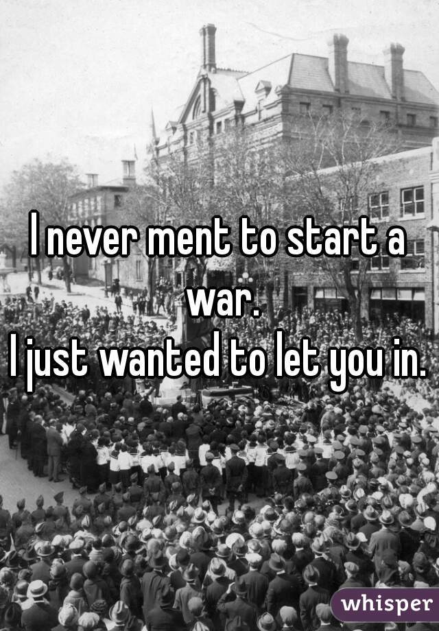 I never ment to start a war.
I just wanted to let you in.