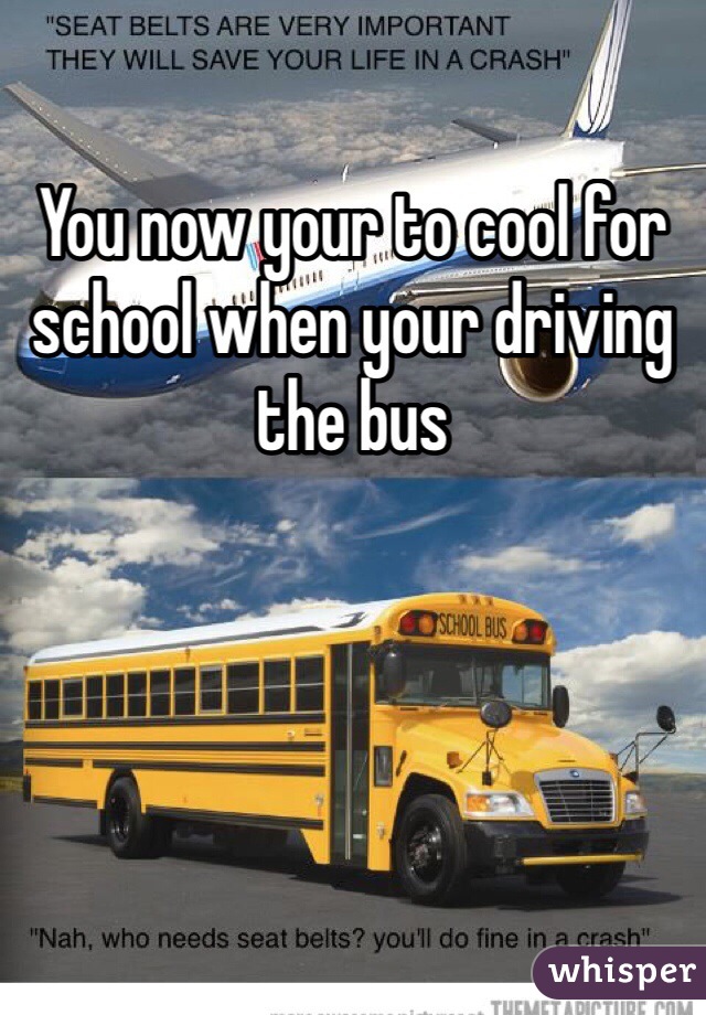 You now your to cool for school when your driving the bus 