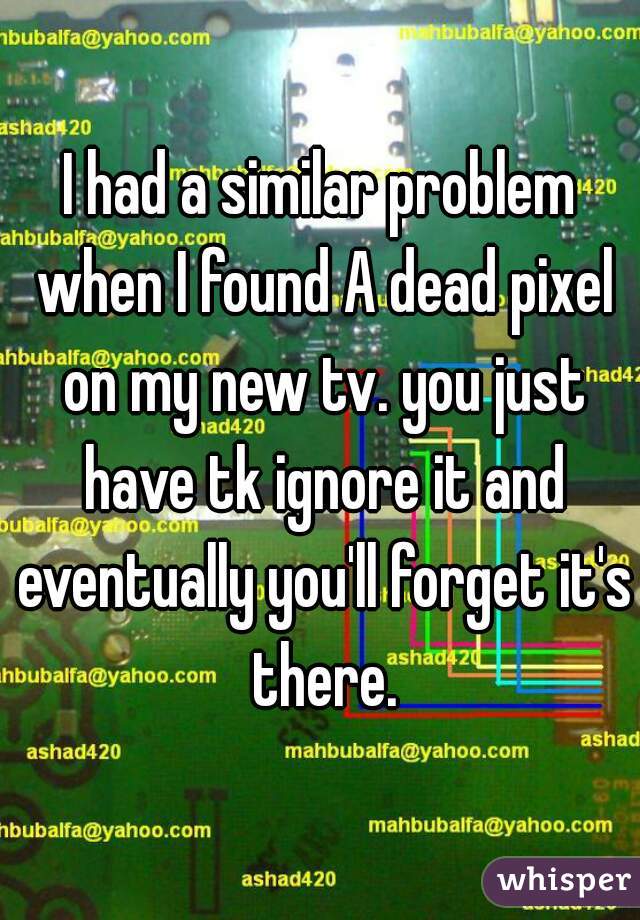 I had a similar problem when I found A dead pixel on my new tv. you just have tk ignore it and eventually you'll forget it's there.