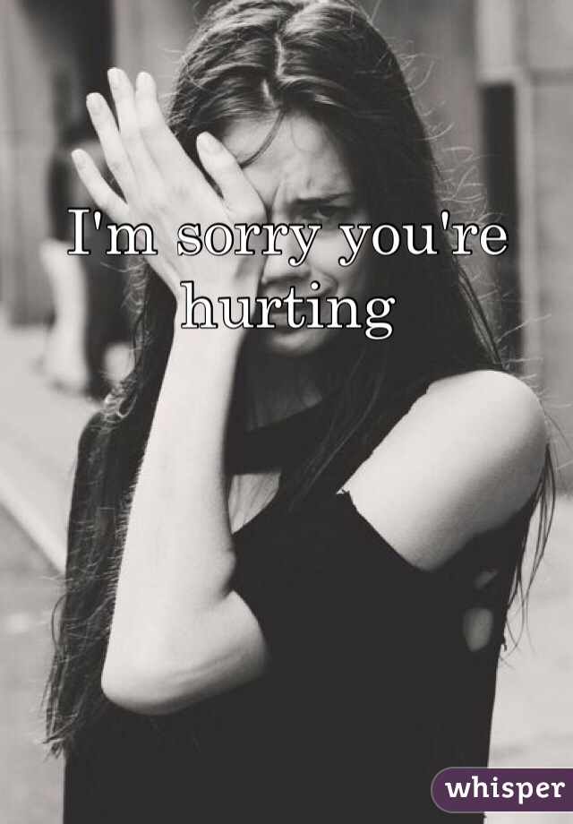 I'm sorry you're hurting