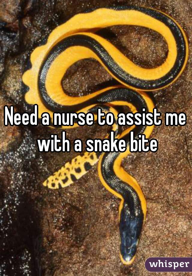 Need a nurse to assist me with a snake bite