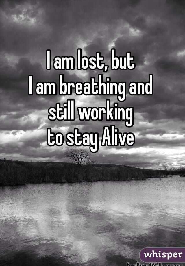 I am lost, but
I am breathing and 
still working
to stay Alive