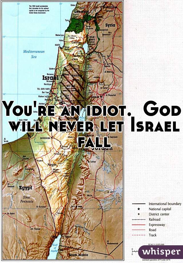 You're an idiot.  God will never let Israel fall