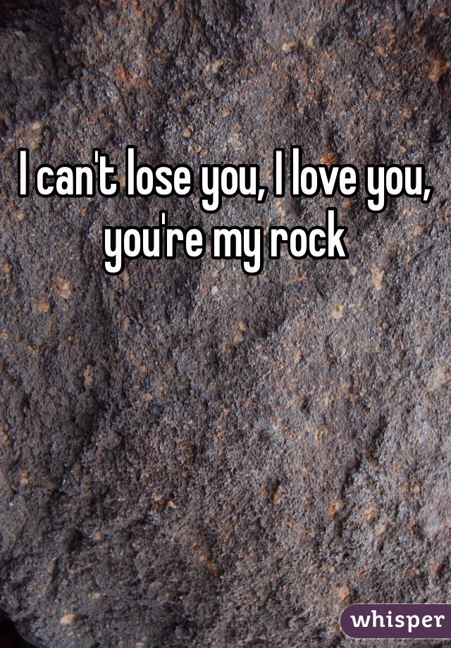 I can't lose you, I love you, you're my rock 