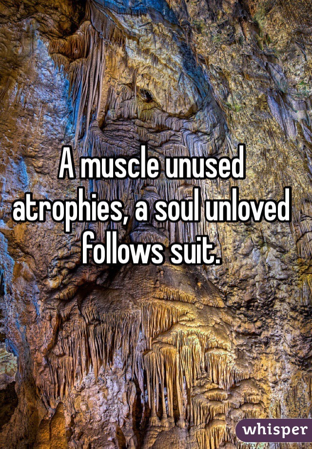 A muscle unused atrophies, a soul unloved follows suit. 